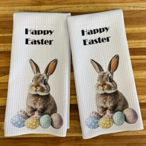 Happy Easter Bunny Kitchen Towels Set - Spring Easter Decor