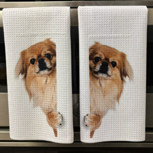 Pekingese Peeking Around Corner Kitchen Towels Set - Decorative Kitchen Towels