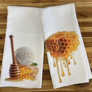 Honeycomb Vanilla Ice Cream Kitchen Towels Set - Decorative Kitchen Towels