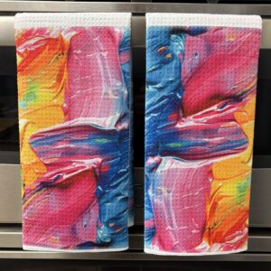 Pastel Colors Oil Paint Abstract Towels Set - Bright Kitchen Decor