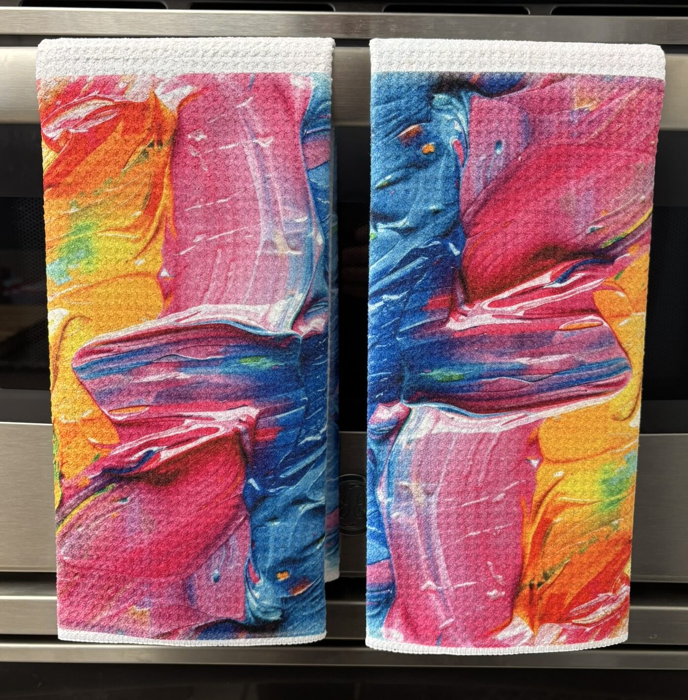 Pastel Colors Oil Paint Abstract Towels Set - Bright Kitchen Decor