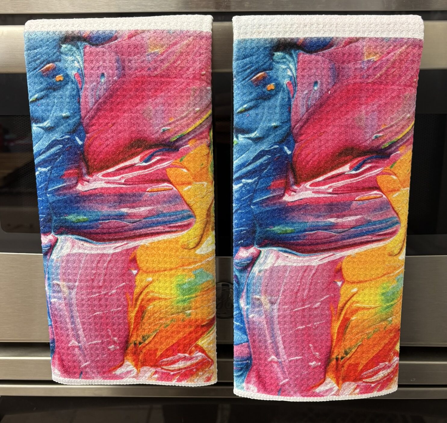 Pastel Colors Oil Paint Abstract Towels Set - Bright Kitchen Decor - Image 2