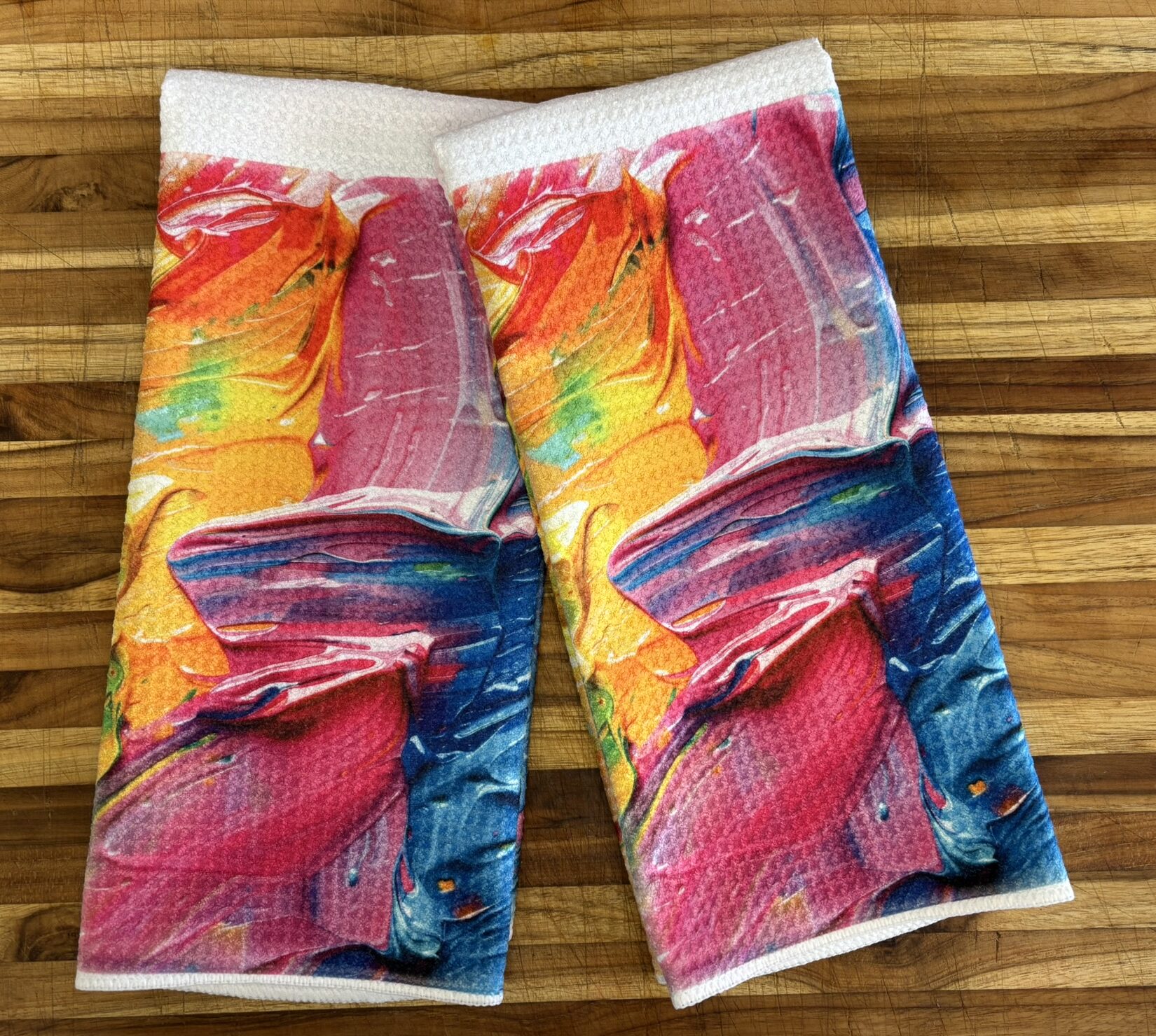 Pastel Colors Oil Paint Abstract Towels Set - Bright Kitchen Decor - Image 3