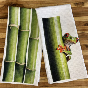 Frog on Bamboo Decorative Kitchen Towels