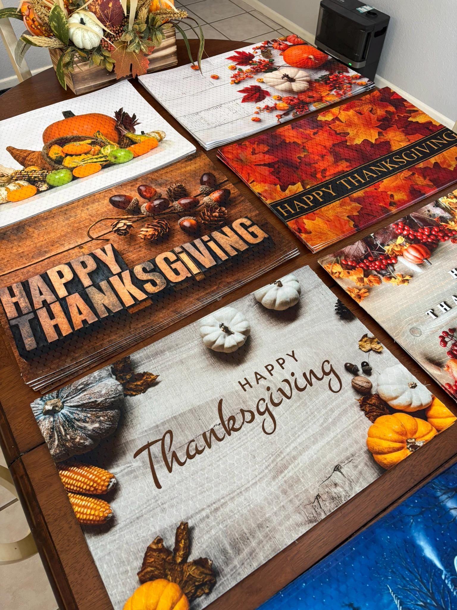 Happy Thanksgiving Pumpkin & Squash Placemat Machine Washable Tumble Dry Holiday Table Decor - Image 5
