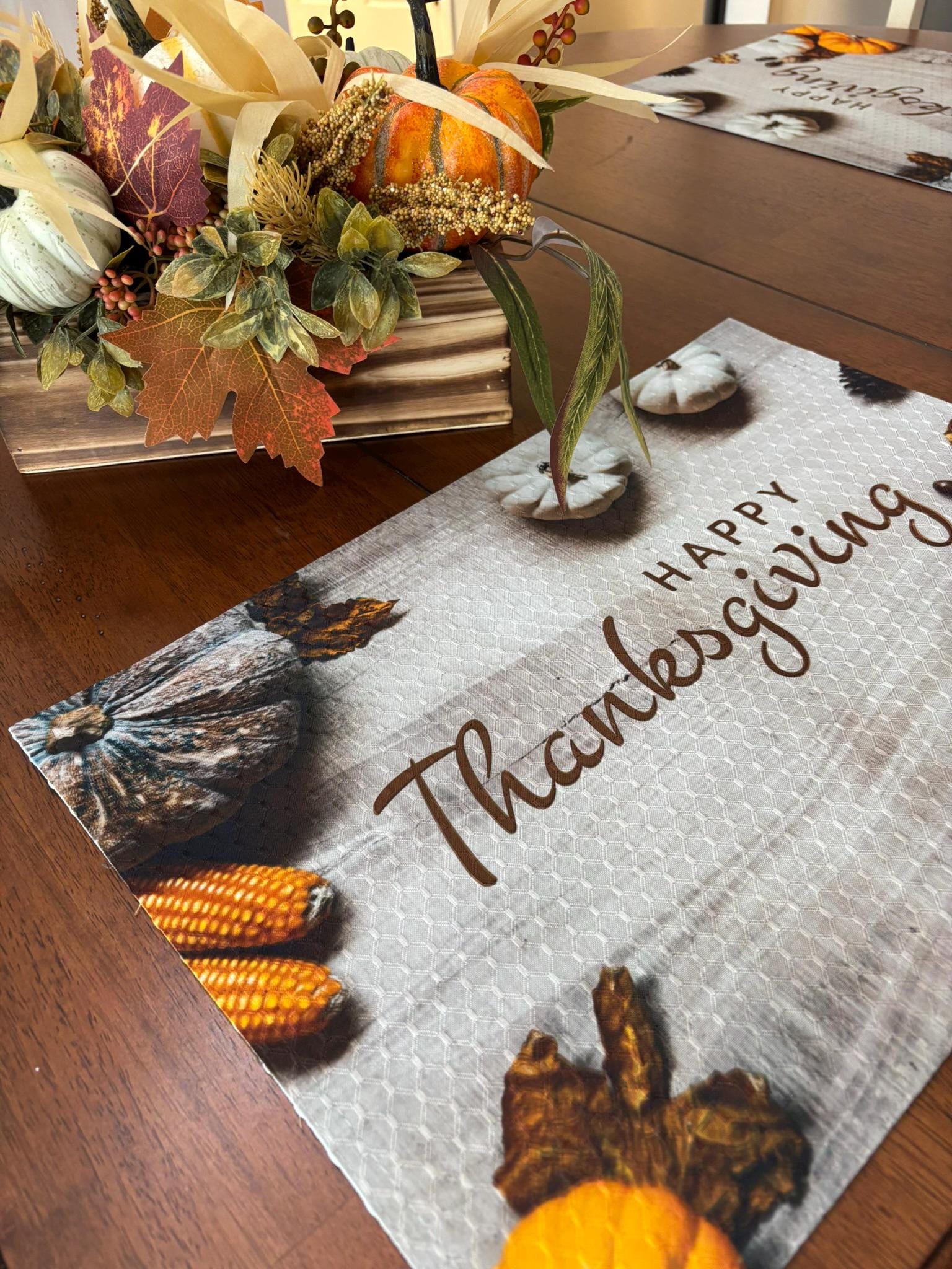 Happy Thanksgiving Placemat - Machine Washable Tumble Dry - Image 3