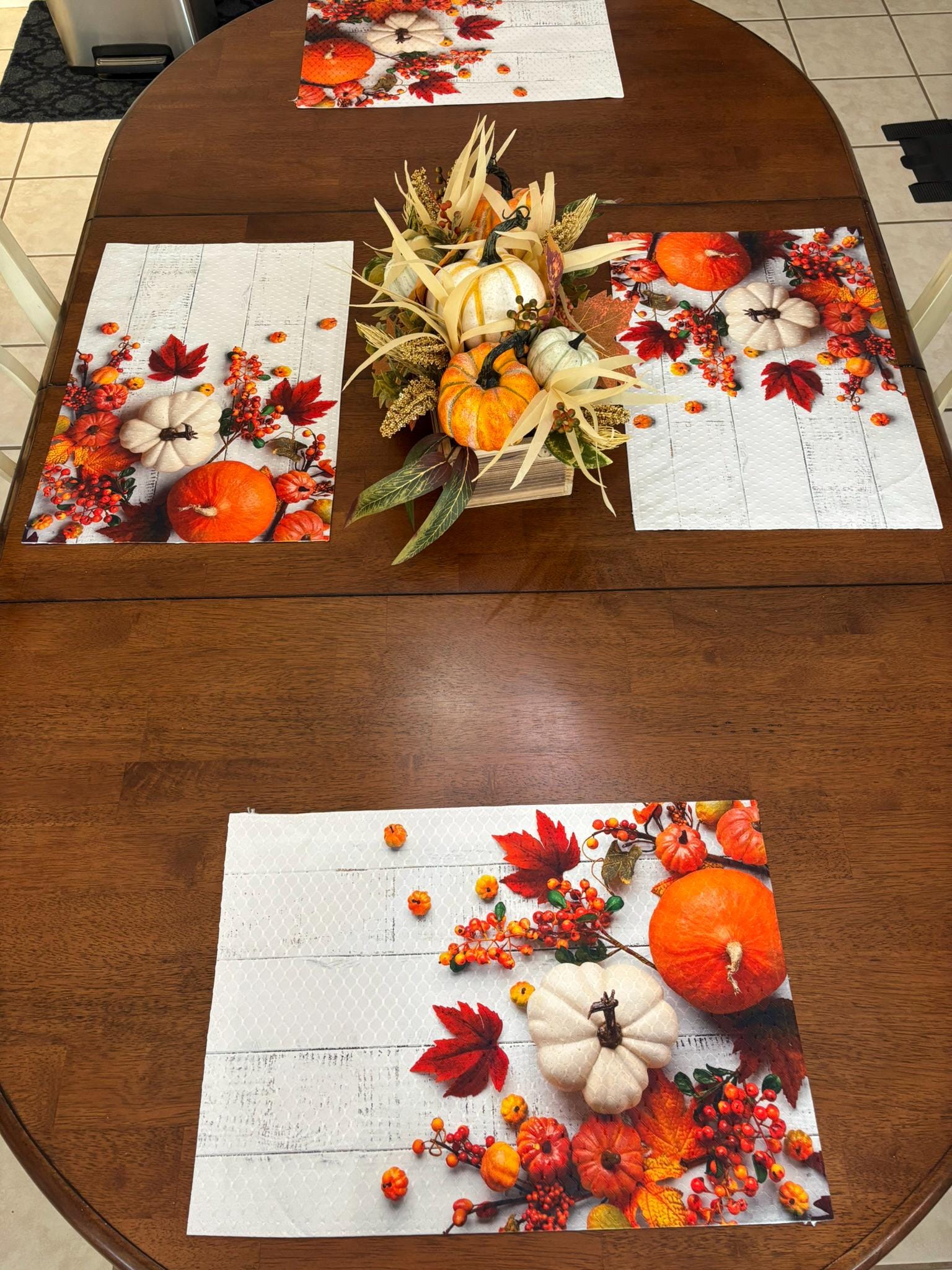 Happy Thanksgiving Pumpkin & Squash Placemat Machine Washable Tumble Dry Holiday Table Decor - Image 4
