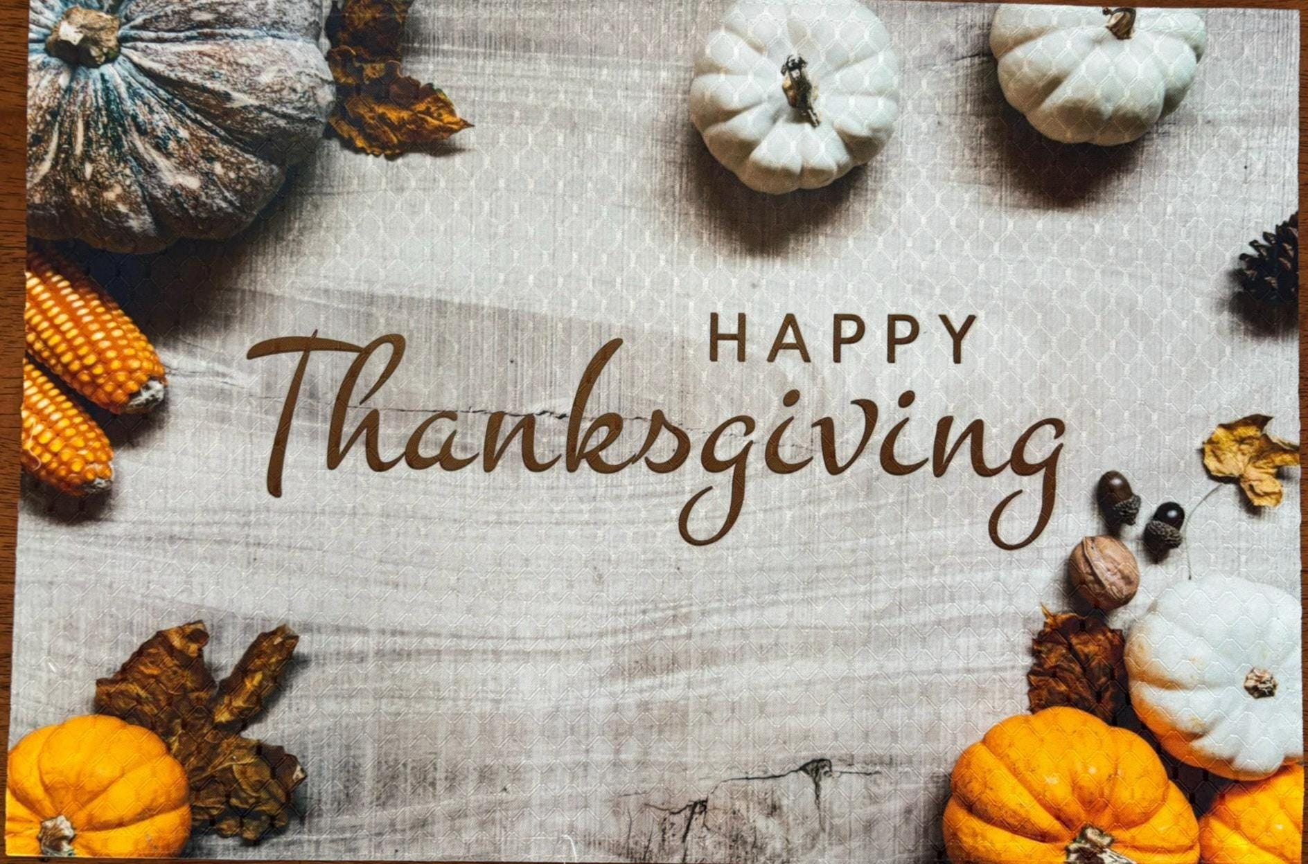 Happy Thanksgiving Placemat - Machine Washable Tumble Dry