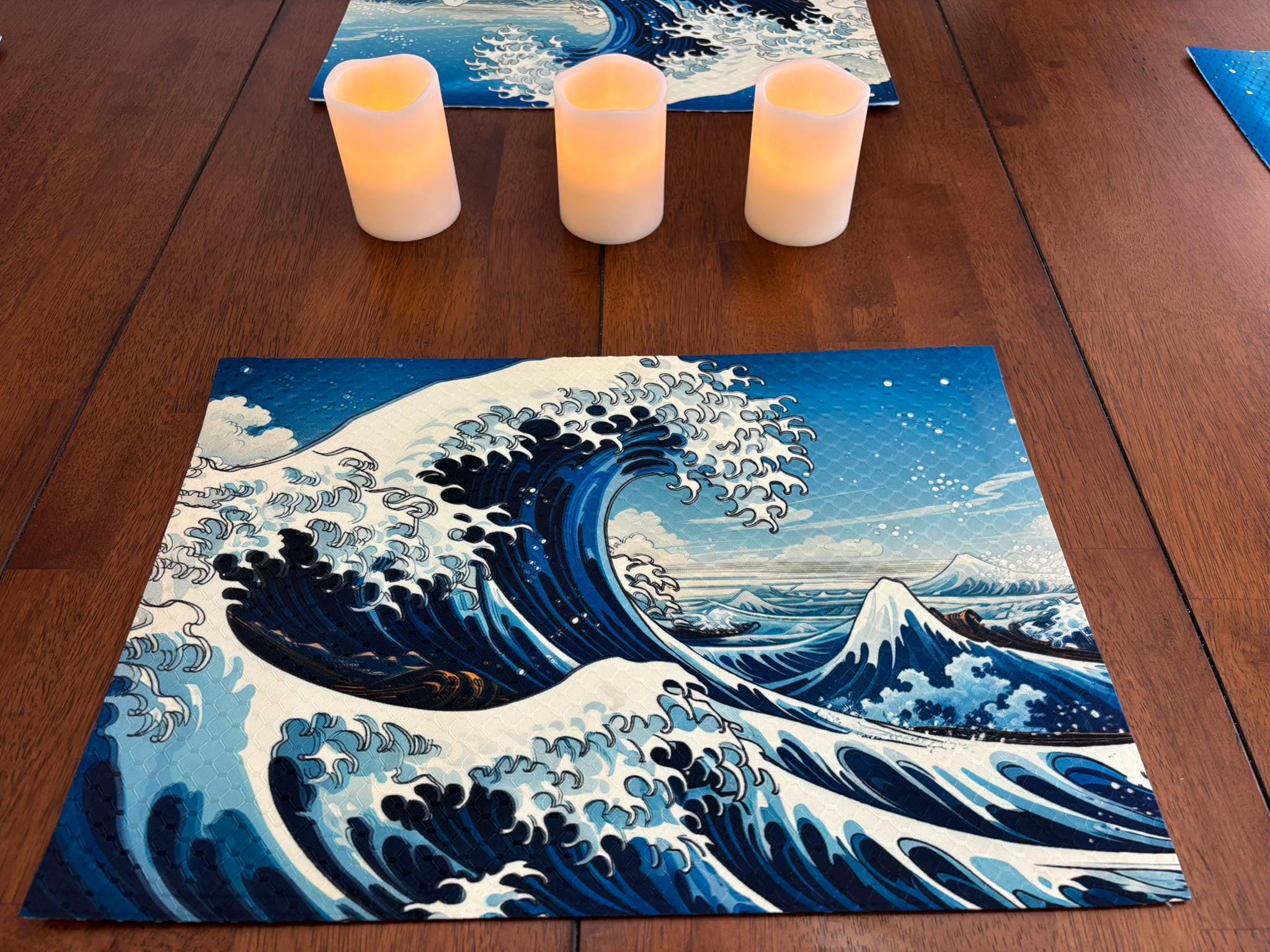 Kurosawa Wave Japanese Art Placemat Machine Washable Tumble Dry Dining Table Decor - Image 3