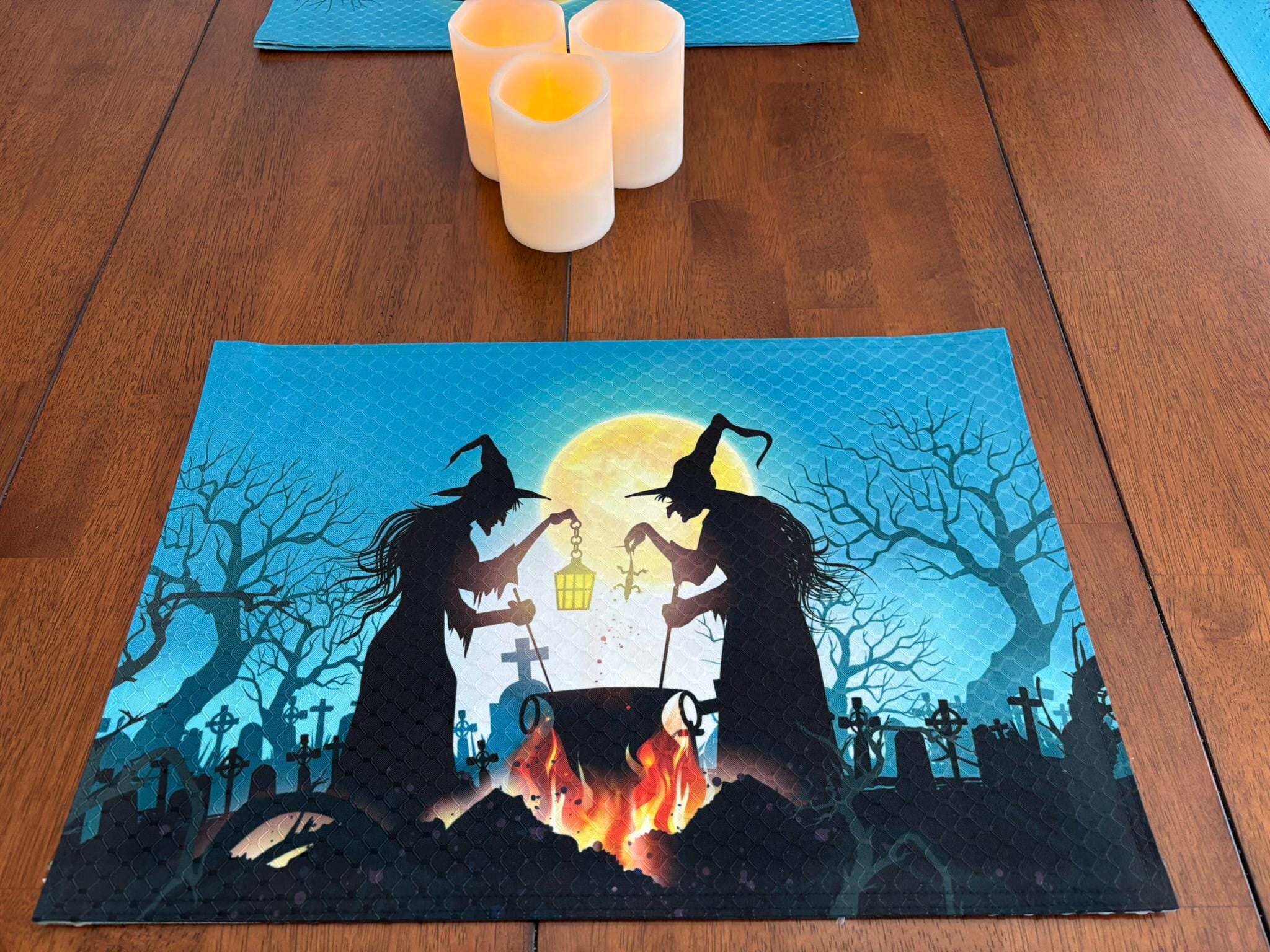 Halloween Witches Brew Placemat - Halloween Decor - Machine Washable Tumble Dry - Unique Halloween Decor