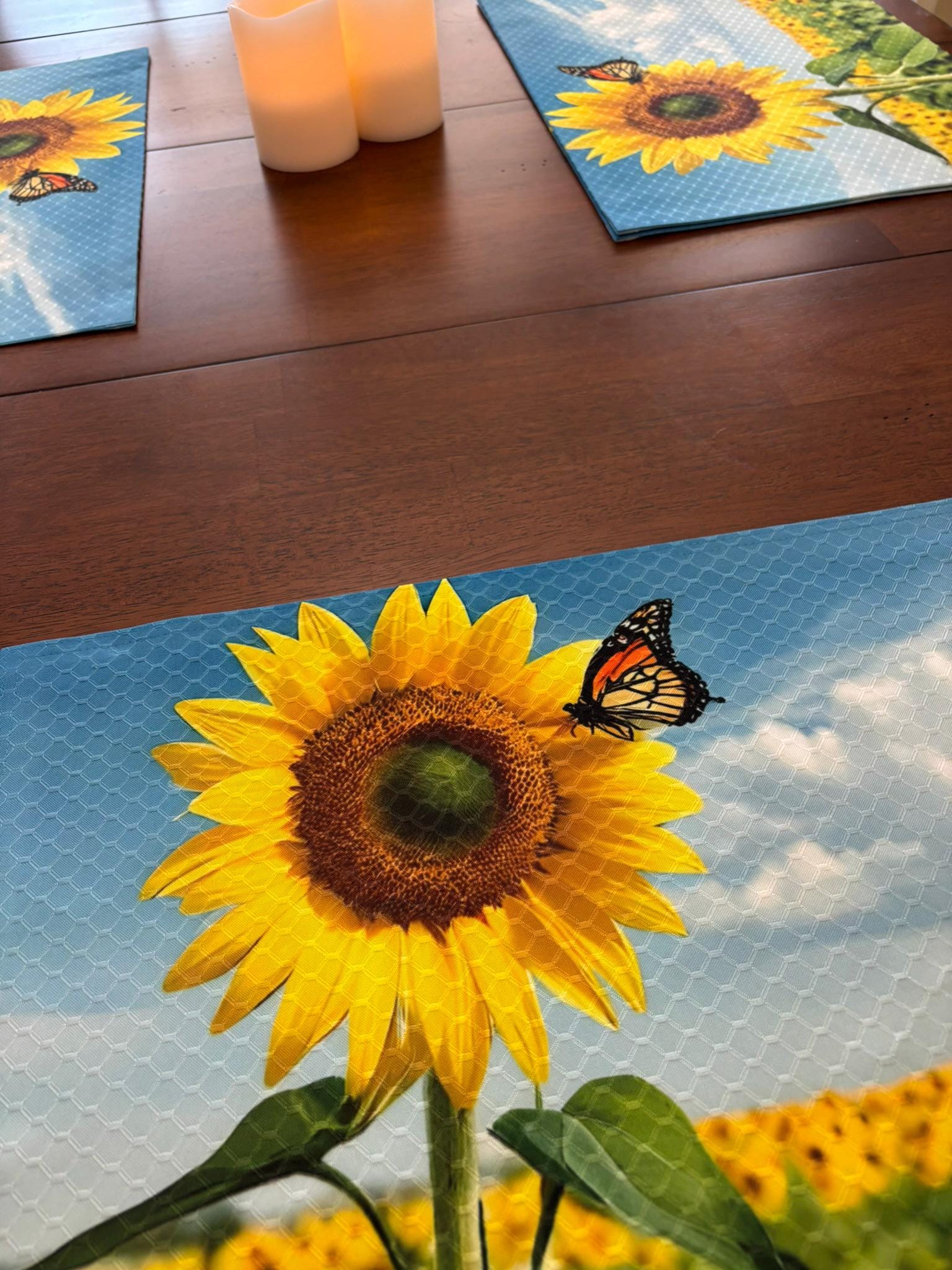 Field of Sunflowers with Monarch Butterfly Placemat - Summer Decor - Machine Washable Tumble Dry - Dining Table Decor - Image 4