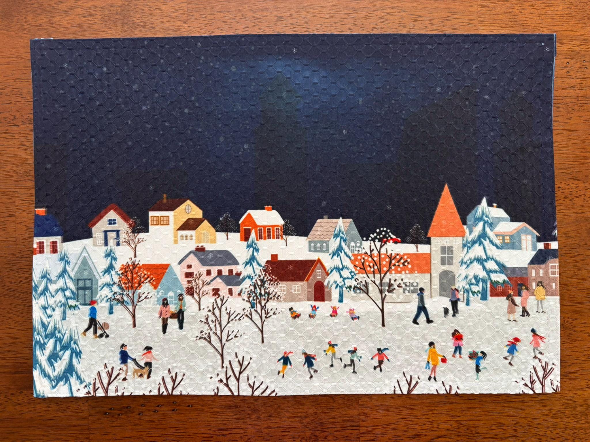 Winter Skating Rink in Town Center Placemat - Dining Room Decor - Machine Washable Tumble Dry Christmas Decor - Image 2