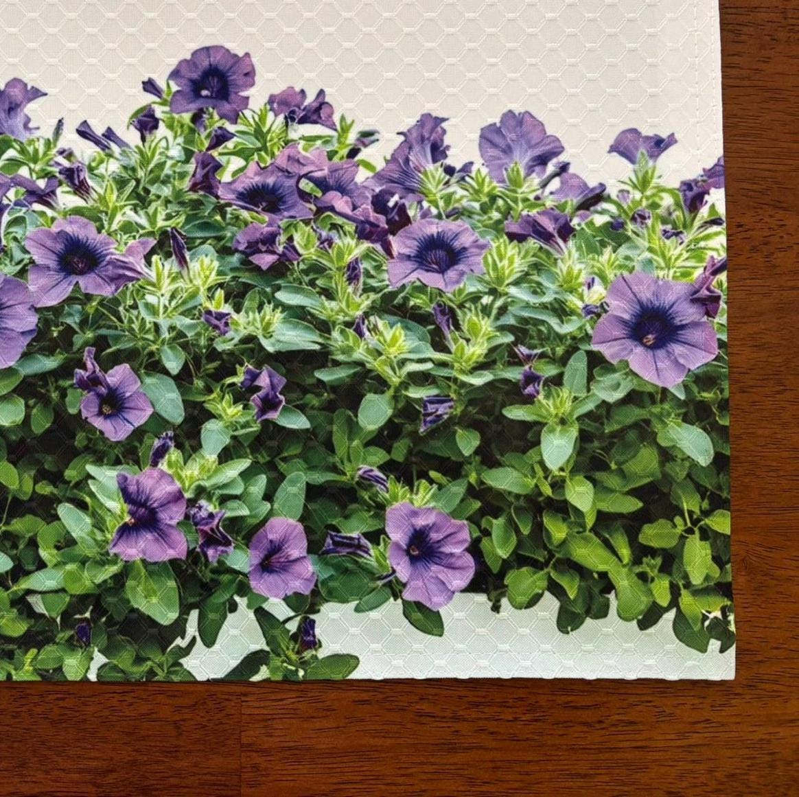 Purple Petunias Placemat - Seasonal Decor - Machine Washable Tumble Dry Dining Table Placemat - Image 3