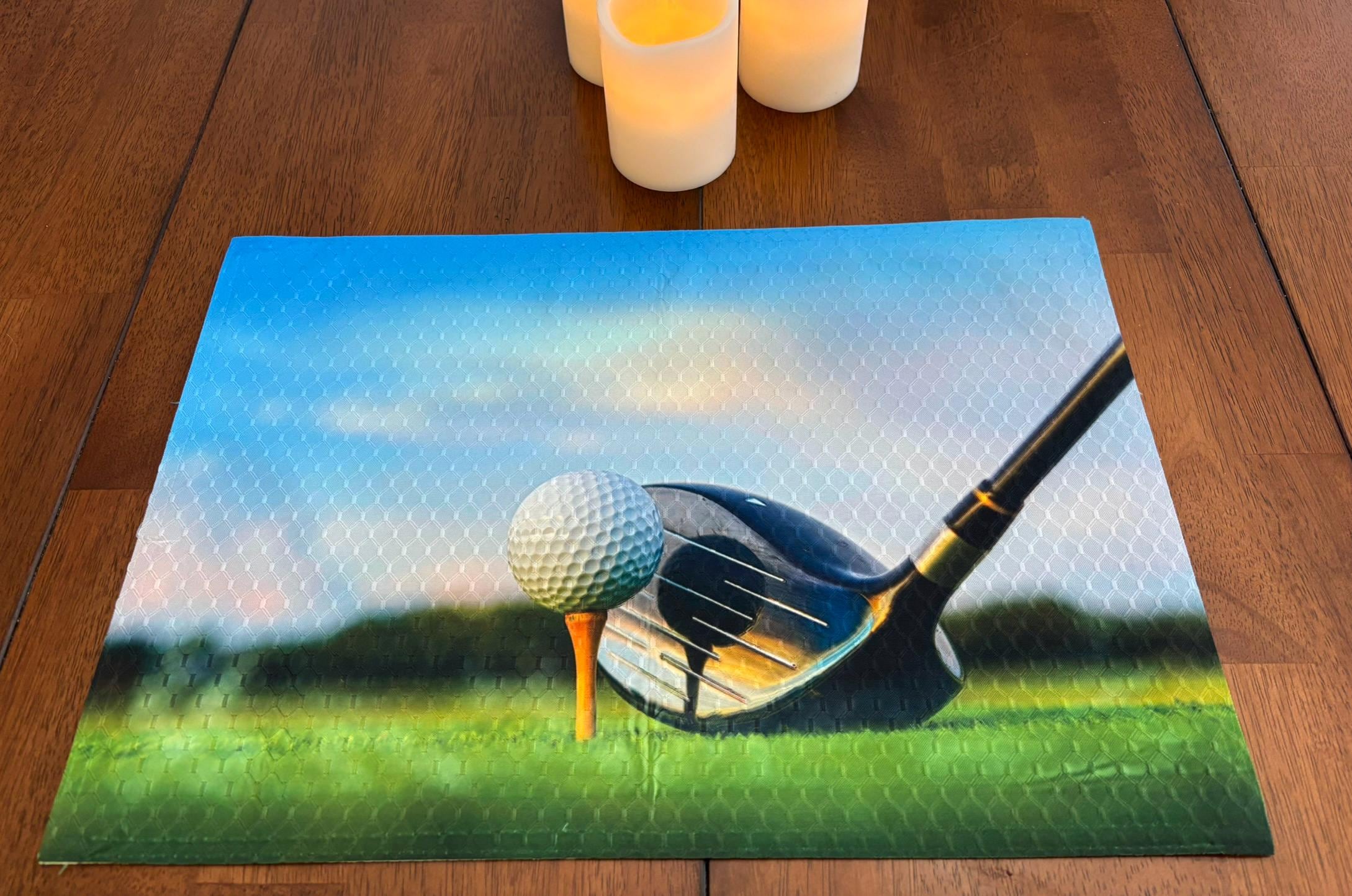 Golf Ball Reflected in Driver Face Placemat Machine Washable Tumble Dry Upscale Dining Room Decor