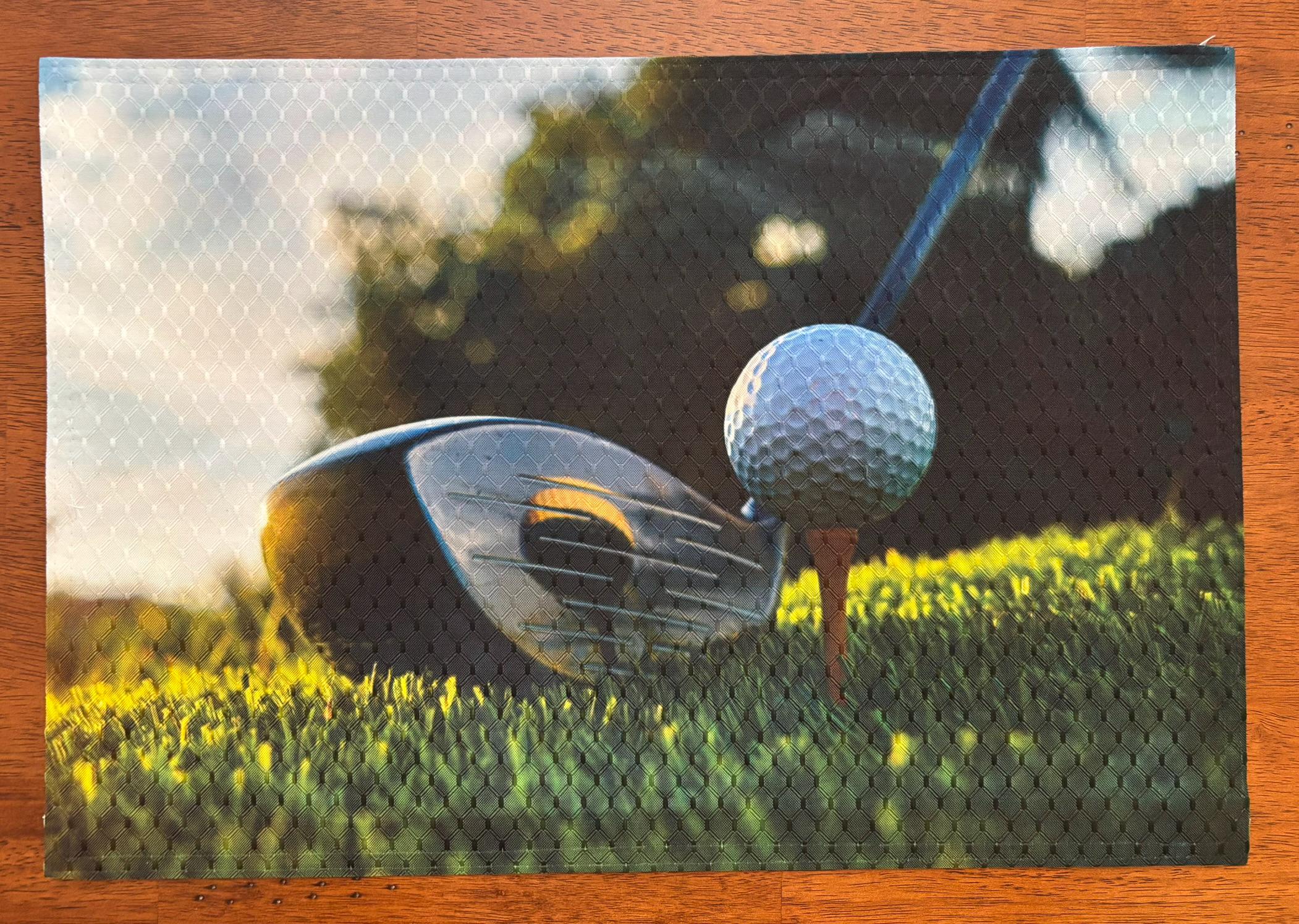 Golf Ball Teed Up With Driver Placemat for Your Dining Table Machine Washable Tumble Dry Upscale Dining Room Decor - Image 2