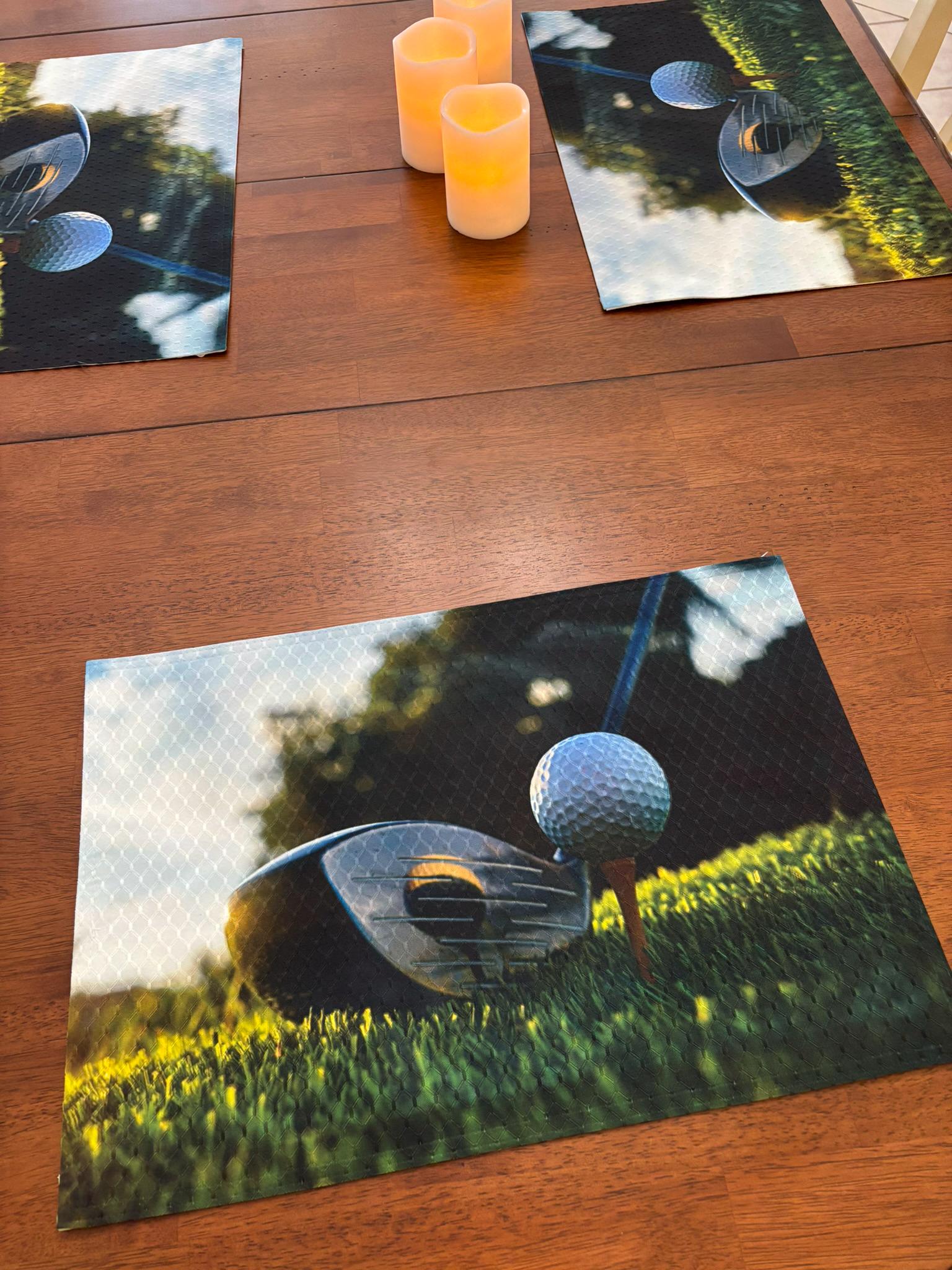 Golf Ball Teed Up With Driver Placemat for Your Dining Table Machine Washable Tumble Dry Upscale Dining Room Decor - Image 3