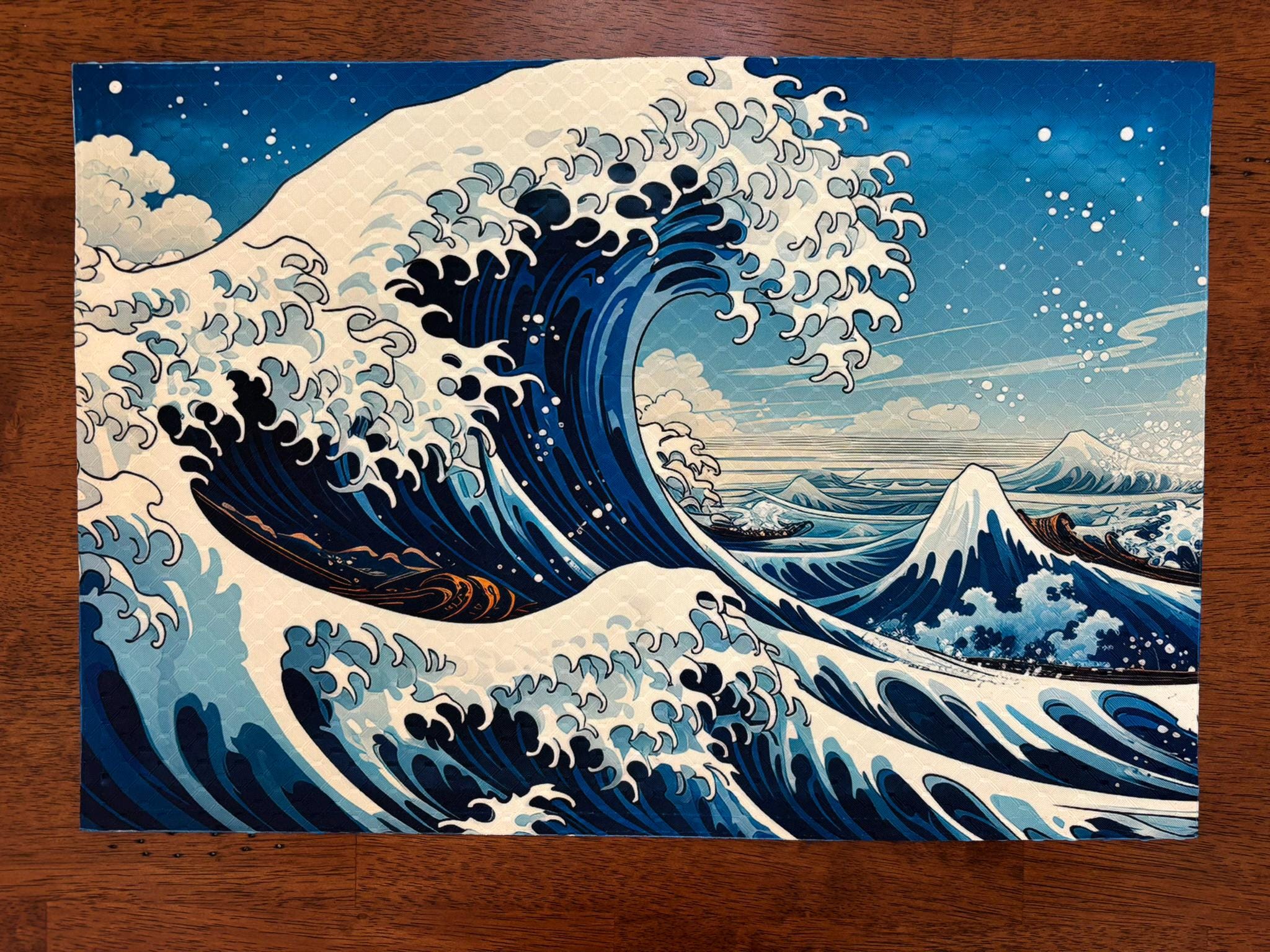 Kurosawa Wave Japanese Art Placemat Machine Washable Tumble Dry Dining Table Decor