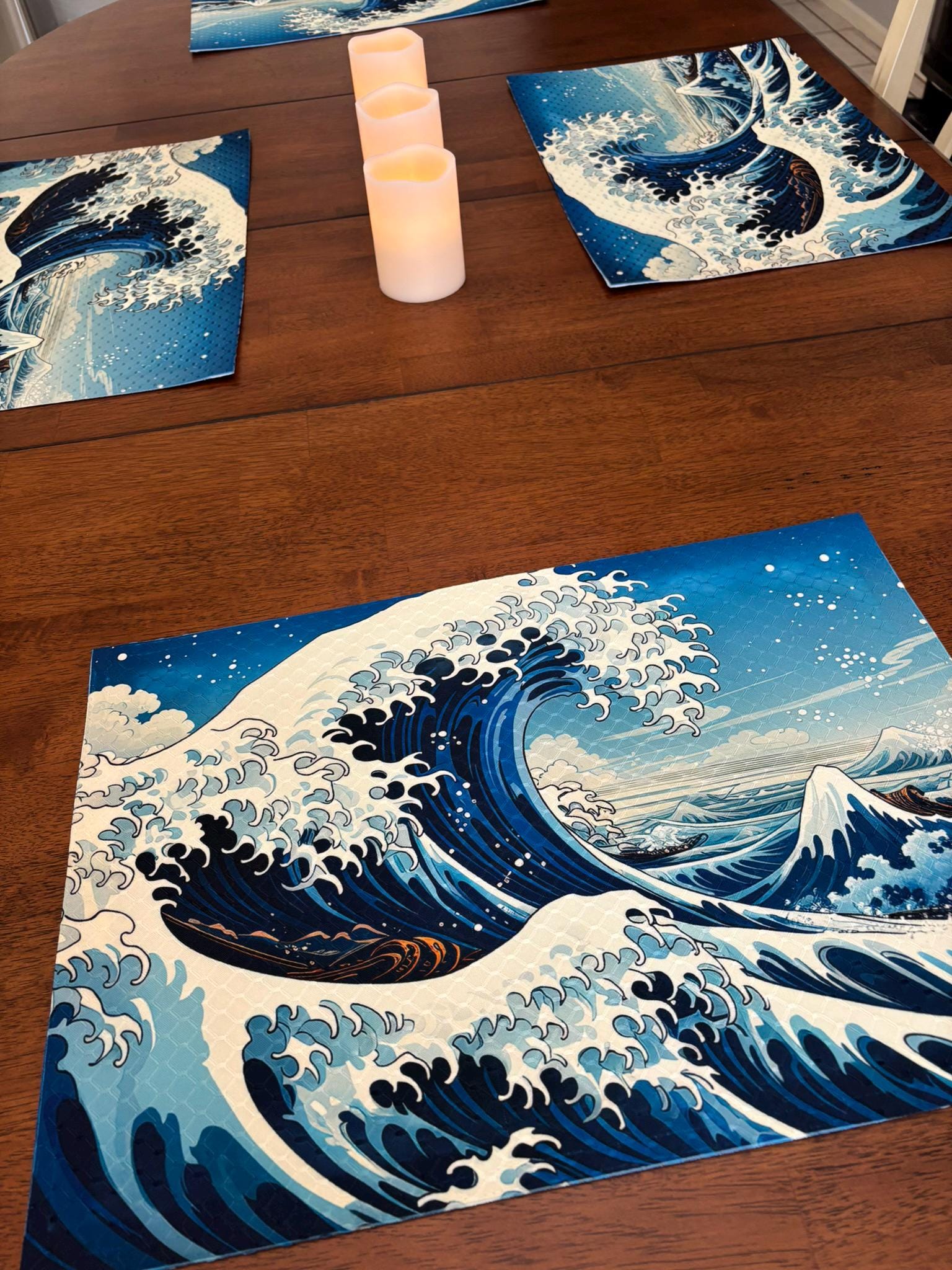 Kurosawa Wave Japanese Art Placemat Machine Washable Tumble Dry Dining Table Decor - Image 2
