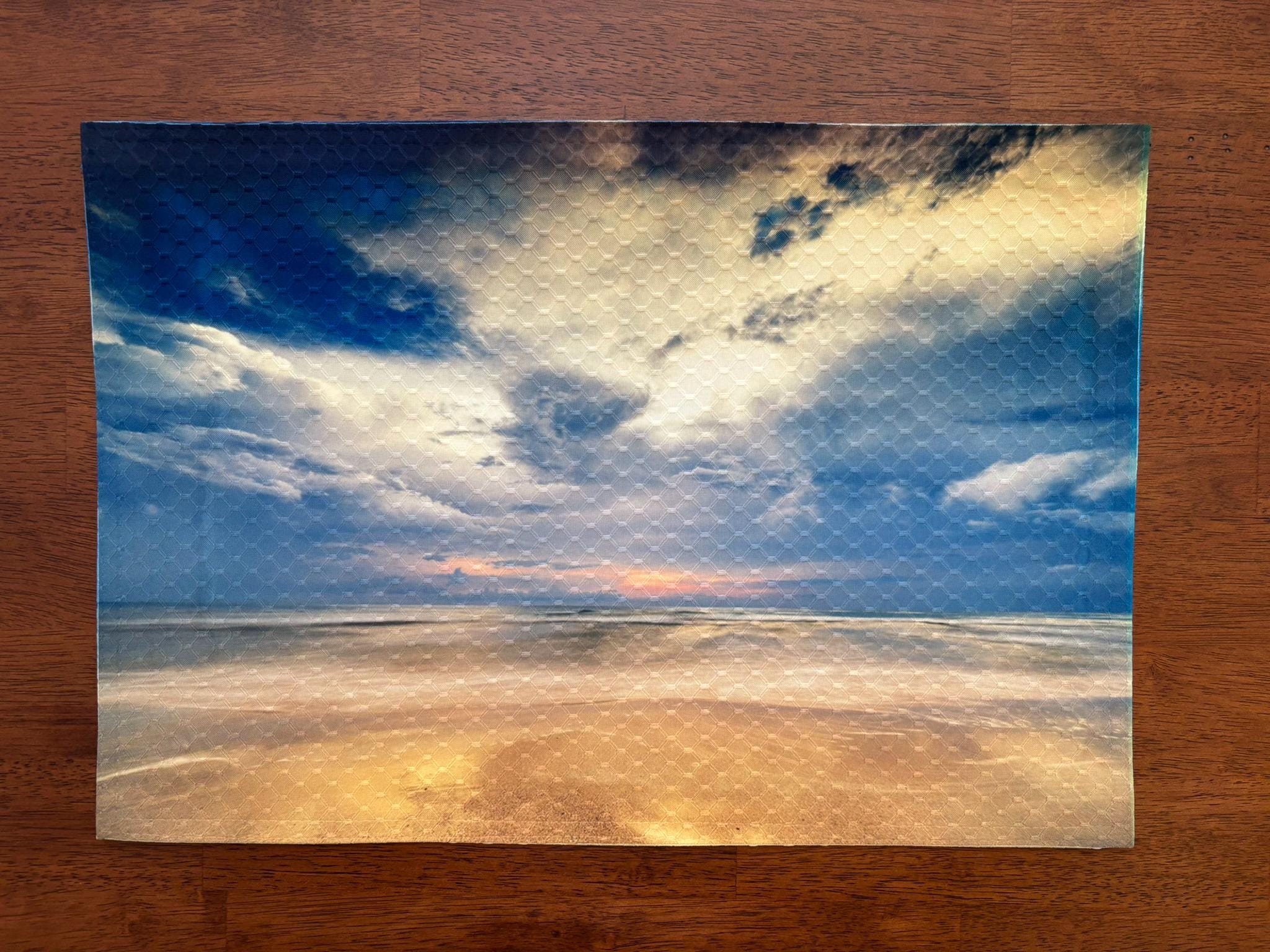 Beach Ocean Blue Sky Clouds Placemat - Beach Seashore Skyline - Machine Washable Tumble Dry - Dining Decor