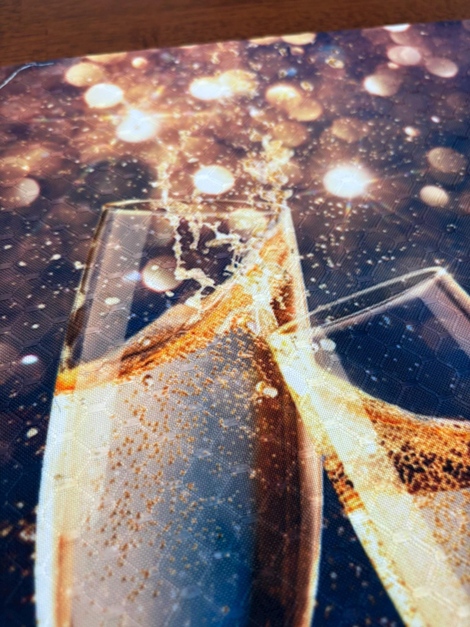 Champagne Glasses Toasting Glitter Placemat - New Year's Eve Celebration - Machine Washable Tumble Dry Dining Decor