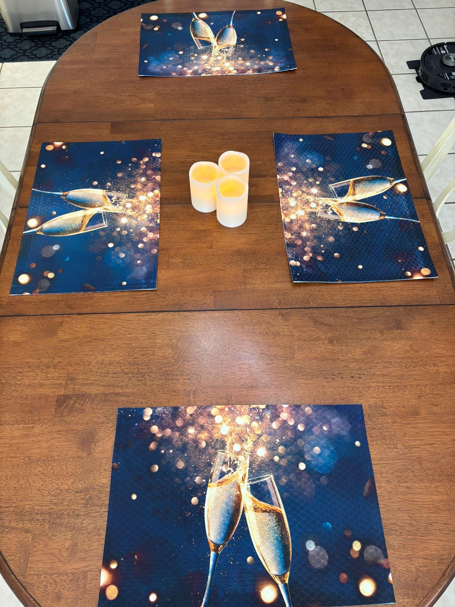 Champagne Glasses Toasting Glitter Placemat - New Year's Eve Celebration - Machine Washable Tumble Dry Dining Decor - Image 4
